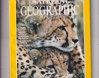 National Geographic and Map December 1999 Cheetahs, Florida Keys, Brothers Grimm,