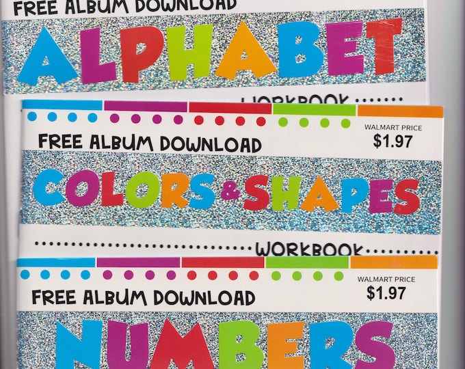 Set of 4 Educational Workbooks: Alphabet, Colors and Shapes, Numbers, Phonics Ages 3 and up