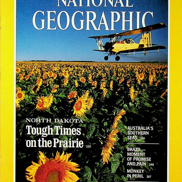 National Geographic March 1987 North Dakota Tough Times, Australia's Southern Seas, Brazil, Monkey, The Bog (Magazine: Nature, Geography)