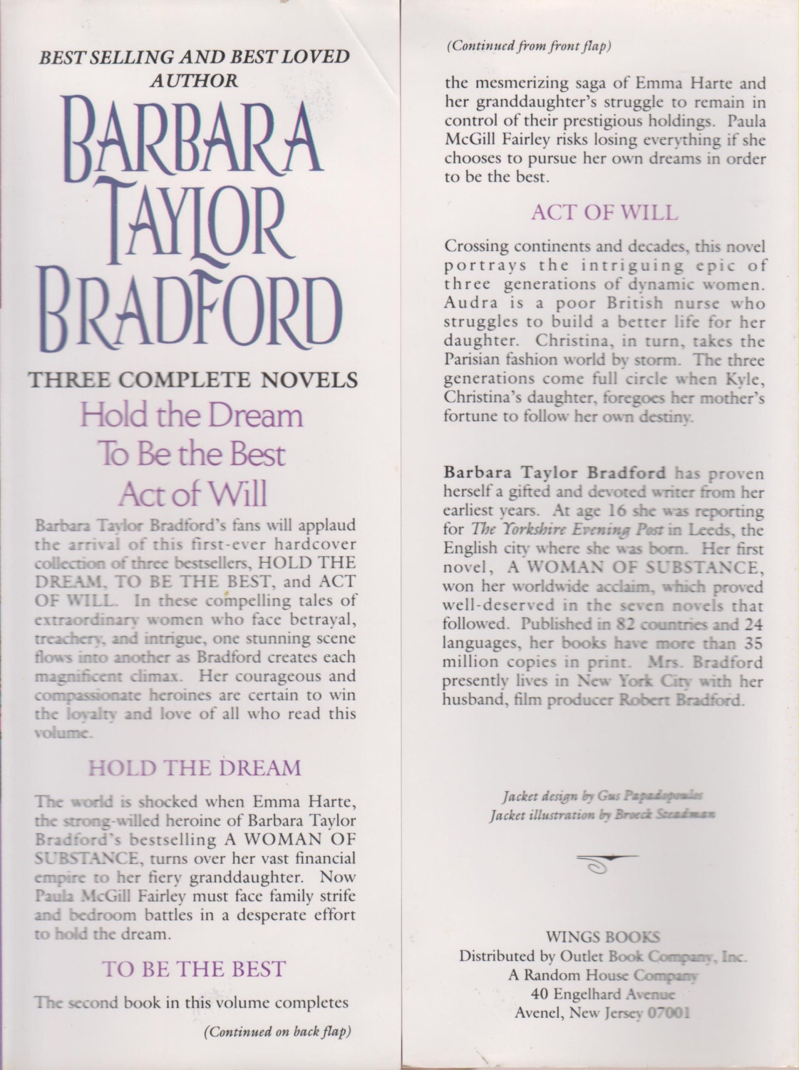 Barbara Taylor Bradford 3 Complete Novels Hold the Dream, To Be the