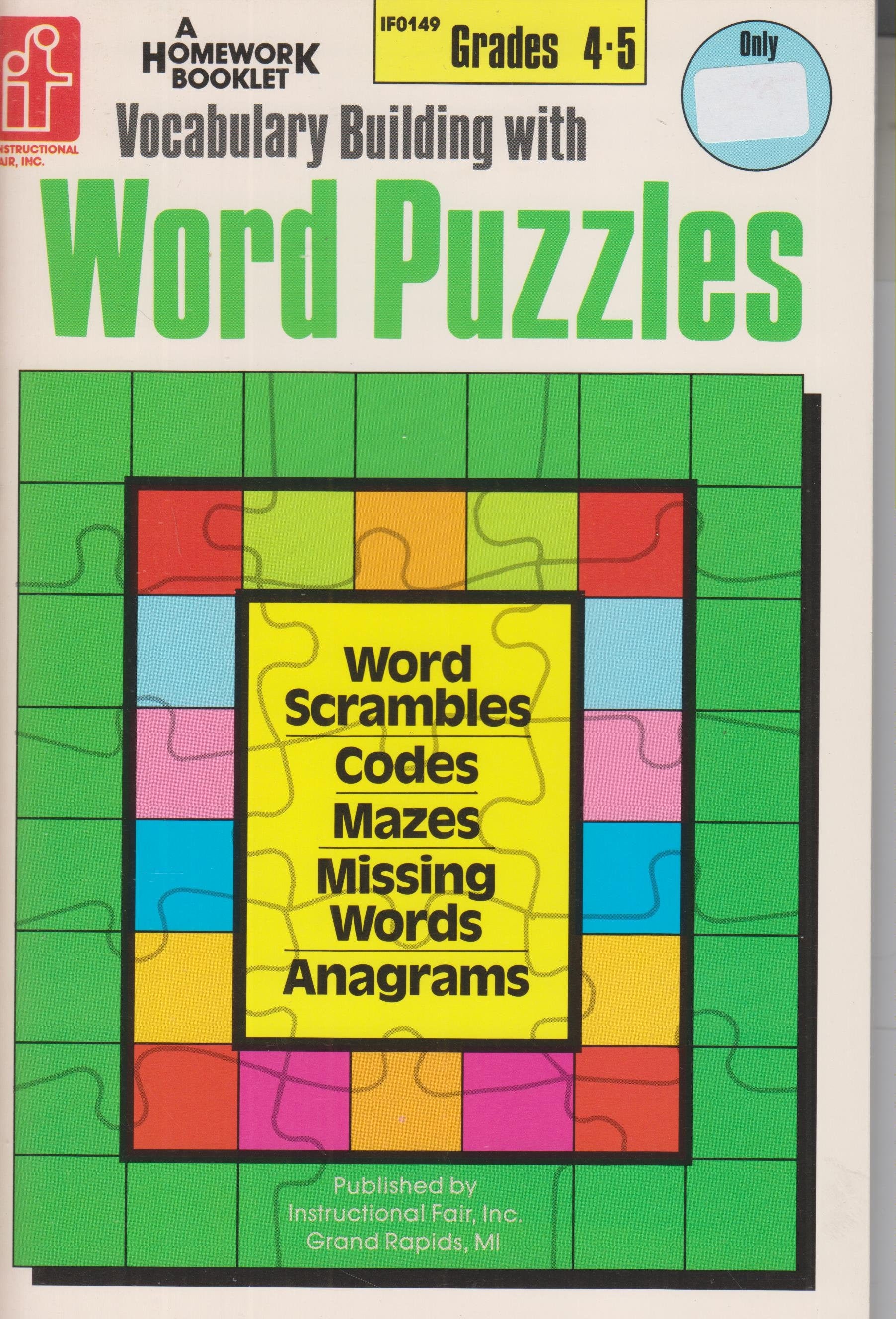 vocabulary building with word puzzles grades 4 5 staple bound