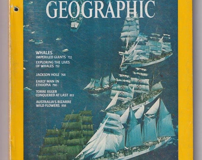 National Geographic December 1976, Whales, Jackson Hole, Early Man, Torre Egger, Australia's Wild Flowers