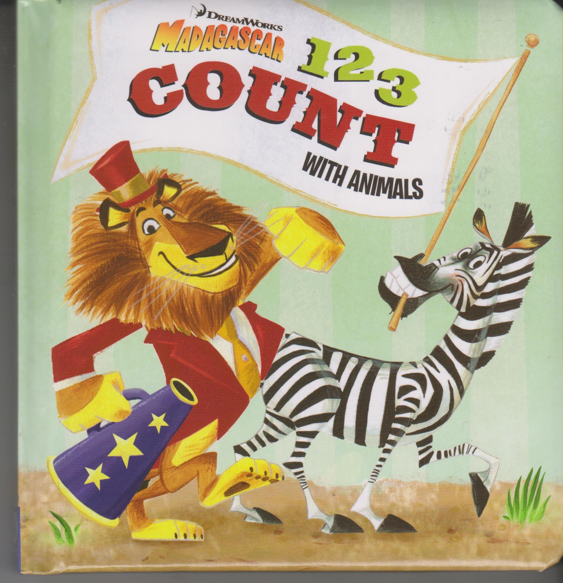 DreamWorks Madagascar 1 2 3 Count with Animals by Michele Boyd(2014, Board Book)