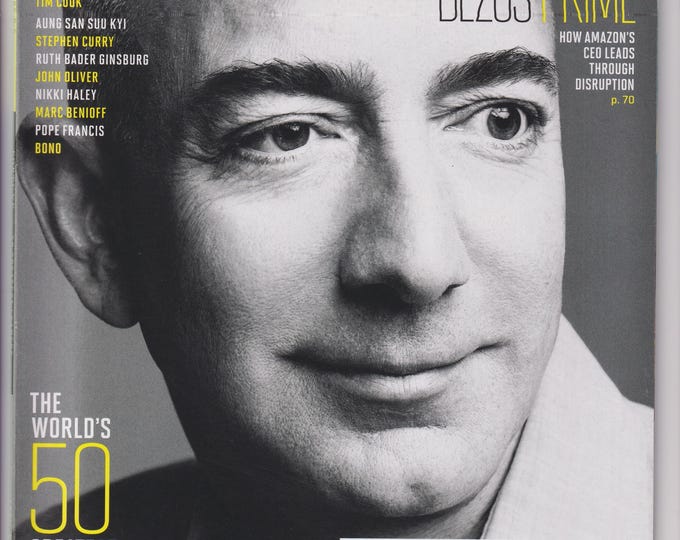 Fortune April 1, 2016 Jeff Bezos The World's 50 Greatest Leaders. Bono, Ruth Bader Ginsburg, Tim Cook (Magazine: Business, Economics)