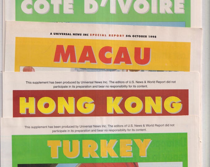 Universal News Inc. Special Report Turkey, Hong Kong, Macau, Cote D'Ivoire, Kazakhstan (Magazine Supplements) 1998