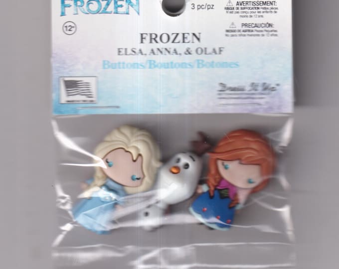 Disney's Frozen Elsa, Anna, & Olaf  Buttons  Set of 3 (Craft, Sewing) 2024