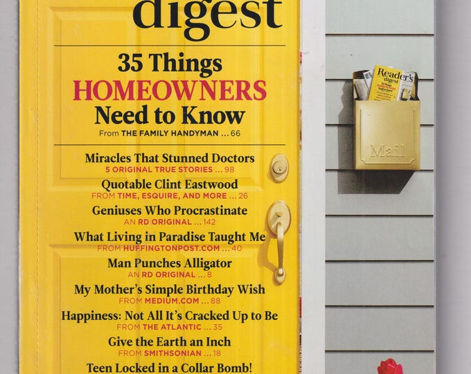 Reader's Digest April 2015 35 Things Homeowners Need To Know, Miracles, Clint Eastwood, Geniuses  (Magazine: General Interest)
