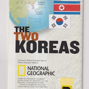 Korean War Vintage National Geographic Map - 2003 Two Koreas