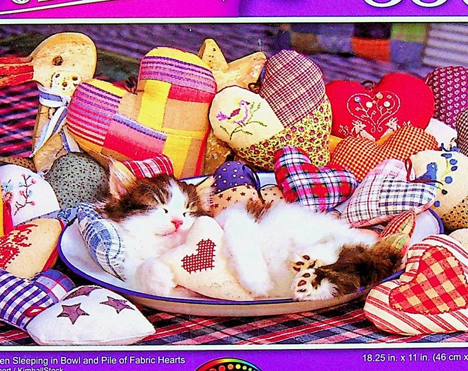 Tabby Kitten Sleeping in a Bowl  -  350 Piece Jigsaw Puzzle (Children's Puzzle)