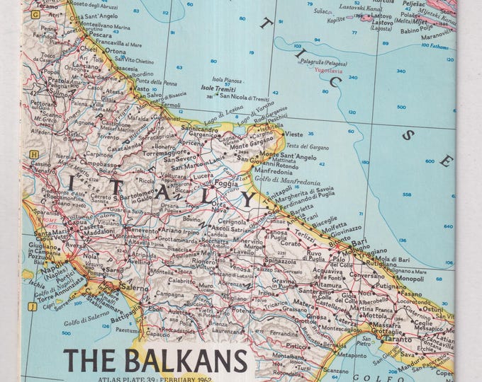 The Balkans National Geographic February 1962 (Vintage Map - Yugoslavia, Romania, Bulgaria, Albania, Greece and Turkey in Europe)
