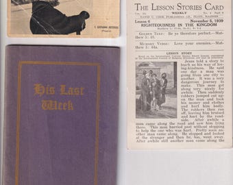 Vintage Christian Items (Lot of 3) Padre Pio, His Last Week, Lesson Stories Card