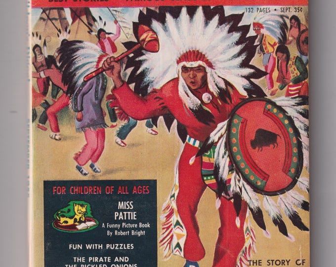 Children's Digest September 1955 The Story of Sitting Bull, Miss Pattie, Fun With Puzzles (Magazine: Children's, Juvenile)