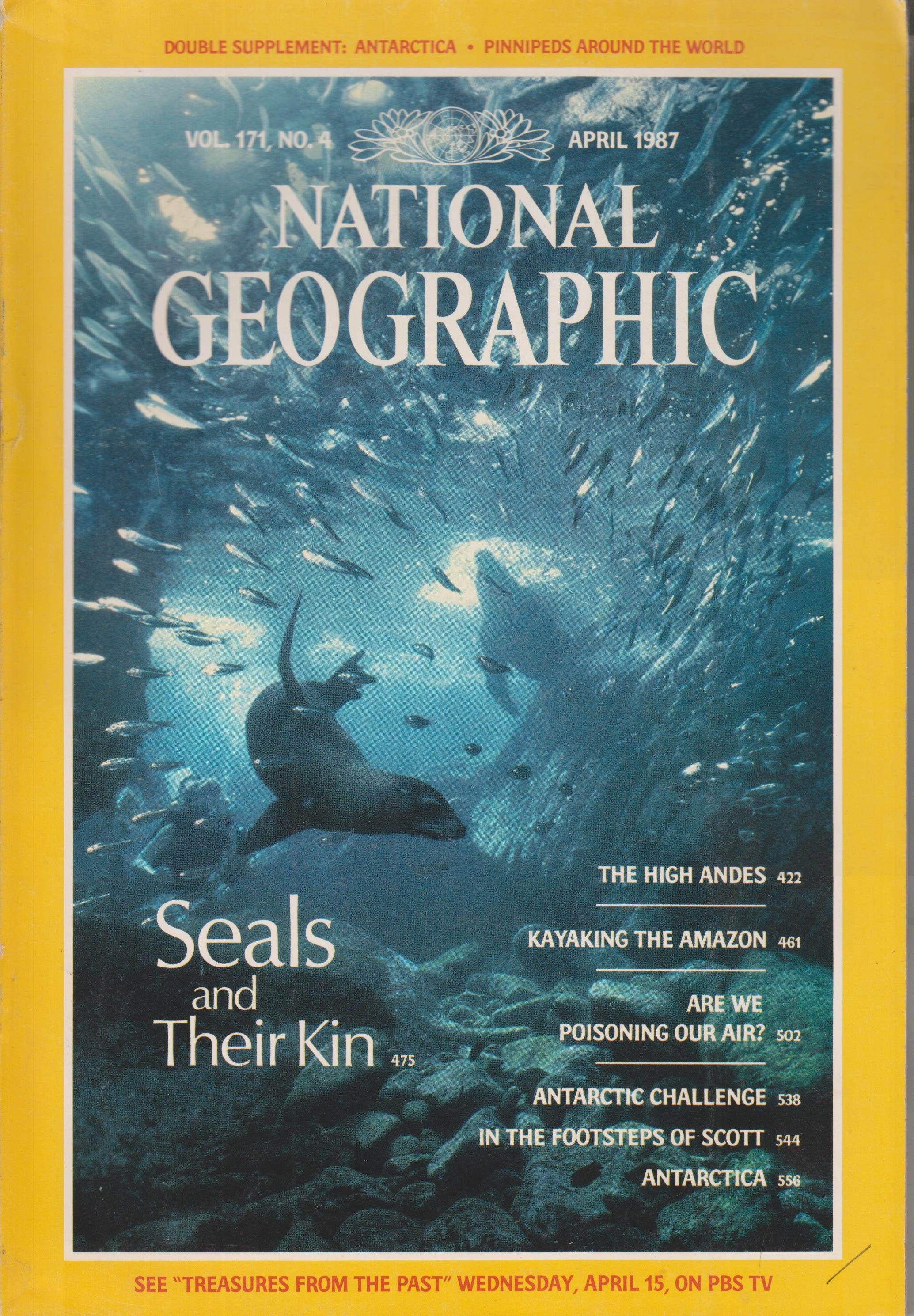National Geographic April 1987 Seals and Their Kin, Andes, The Amazon