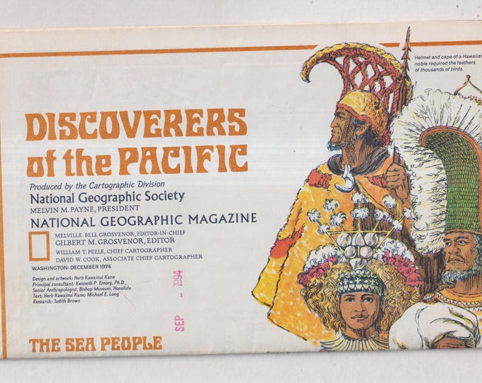 Discoverers of the Pacific and Islands of the Pacific National Geographic Map December 1974 (Vintage Map)