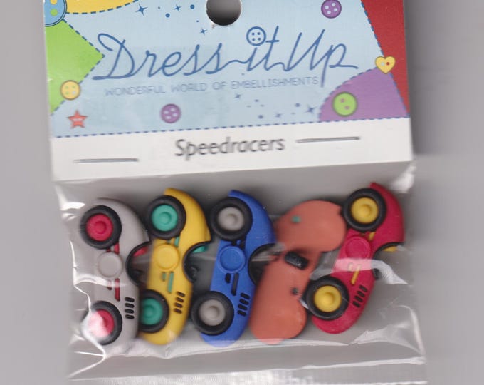 Speedracers Set of 5 Colorful Racing Car Buttons (Craft, Sewing) 2024