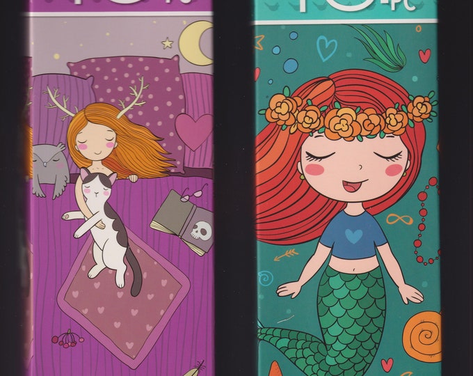 Cute Mermaid, Sleeping Girl with Cat - Set of 2 48-Piece Puzzles: