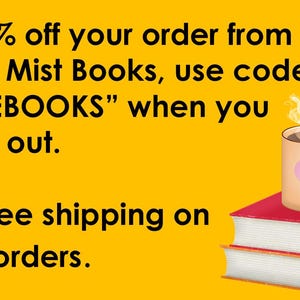 Puede incluir: Imagen con texto: "Por un 10% de descuento en tu pedido de Indigo Mist Books, usa el c&oacute;digo "ILOVEBOOKS" al finalizar la compra. Adem&aacute;s, env&iacute;o gratis en la mayor&iacute;a de los pedidos." Taza de caf&eacute; con coraz&oacute;n rosa sobre libros.