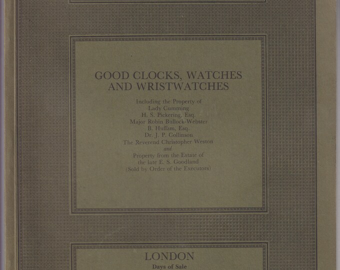 Sotheby's Good Clocks,  Watches and Wristwatches London October 8, 1985 (Trade Paperback:  Antiques, Collectibles)