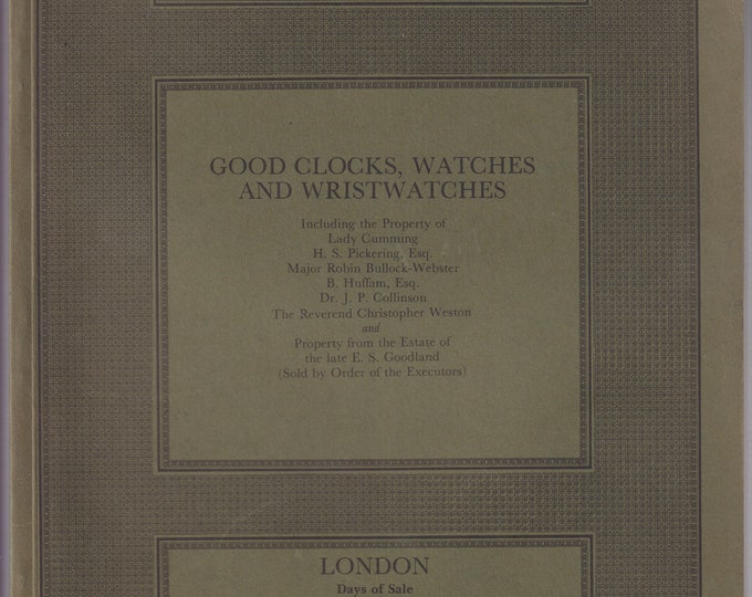 Sotheby's Good Clocks,  Watches and Wristwatches London October 8, 1985 (Trade Paperback:  Antiques, Collectibles)