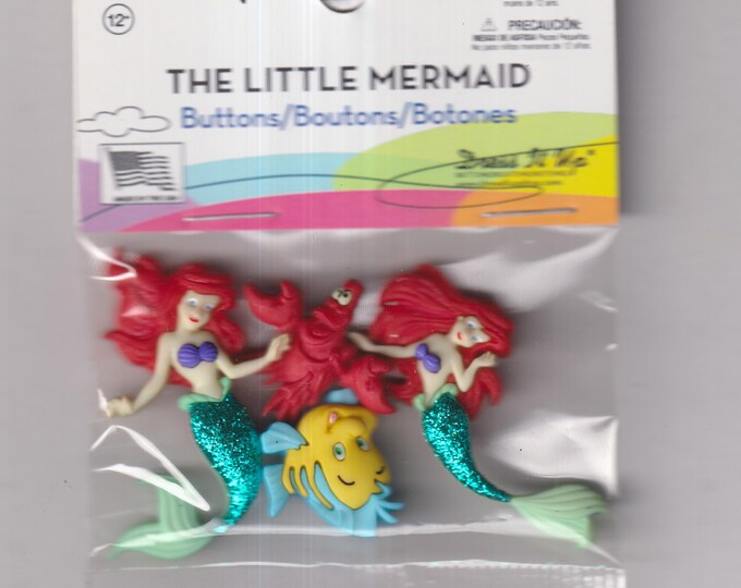 Disney's The Little Mermaid Set of 4 Buttons   (Craft, Sewing) 2024