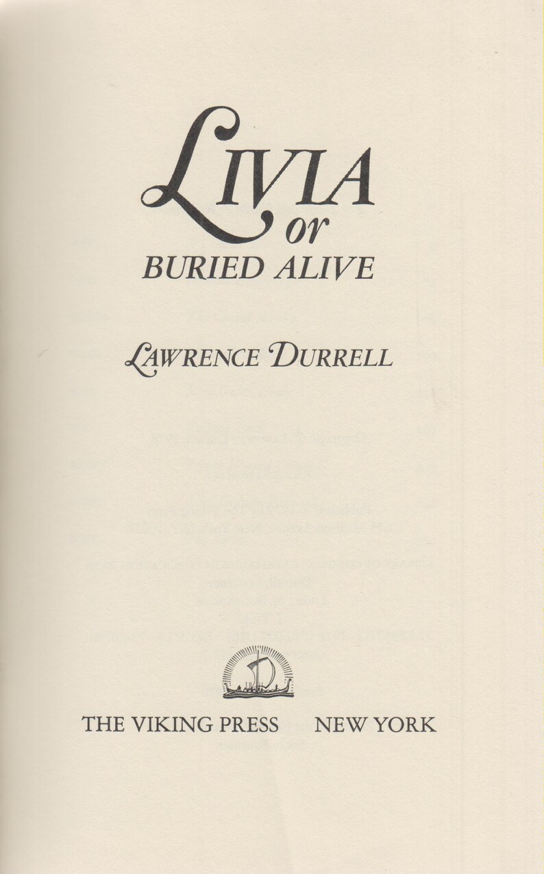Livia or Buried Alive by Lawrence Durrell (The Avignon Quintet) (Hardcover: Fiction, History ) 1979 immagine 2
