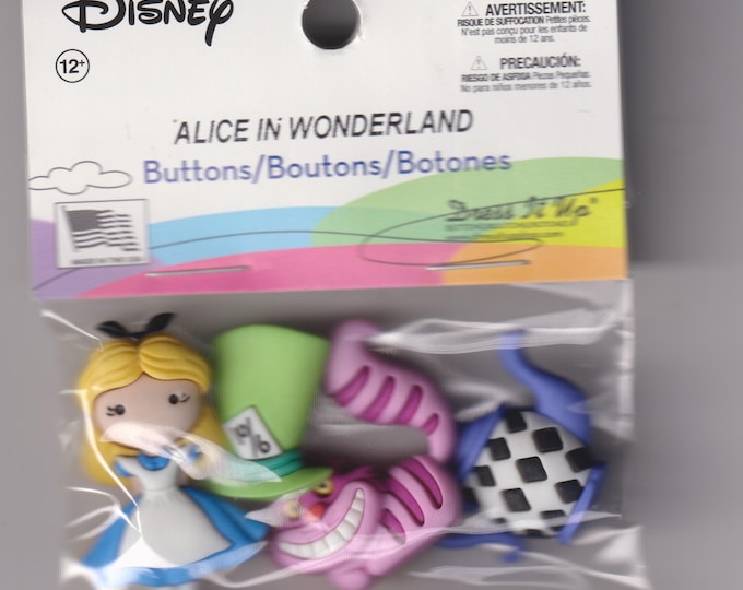 Disney's Alice In Wonderland Set of 4 Buttons   (Craft, Sewing) 2024