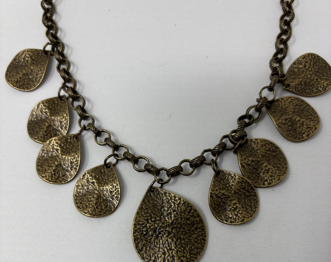 Paparazzi Texture Storm Brass Necklace and Earring Set  (Costume Jewelry)