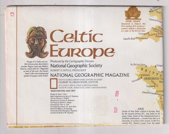 Celtic Europe and Europe National Geographic Map May 1977 (Vintage Map)