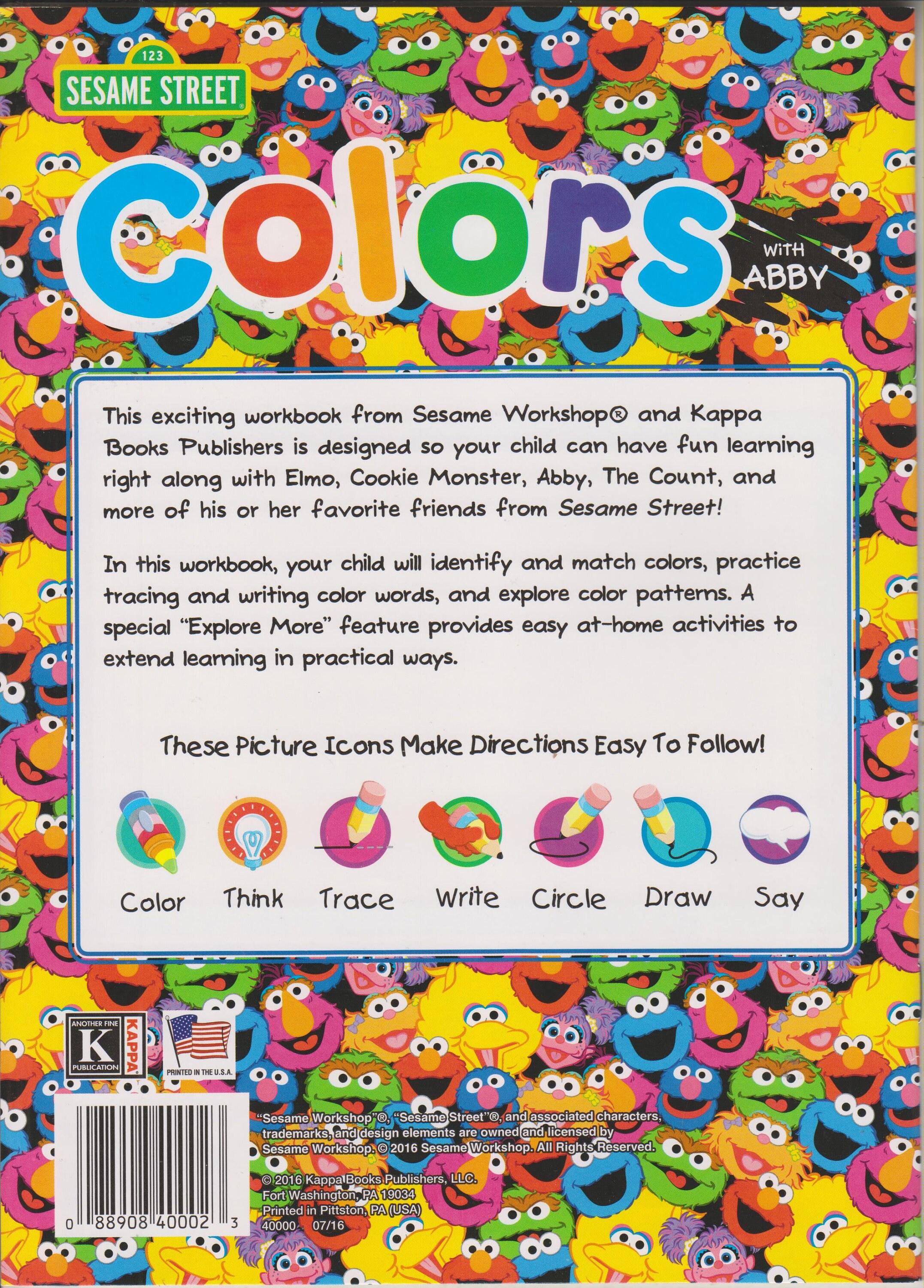 Sesame Street Colors With Abby Workbook (Paperback Children's