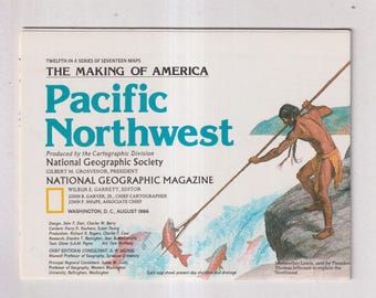 Vintage Pacific Northwest Map: 1986 National Geographic, Making of America