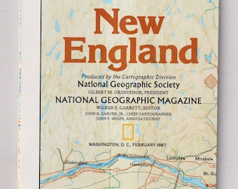 Vintage New England Map: 1987 National Geographic, Making of America