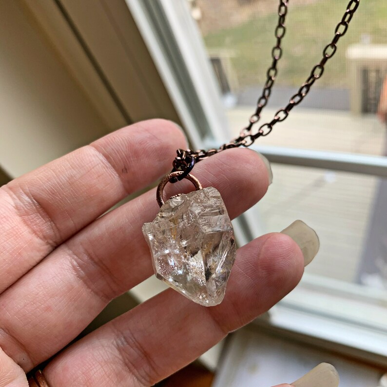 Clear Quartz Point Copper Necklace