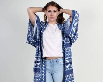 Kimono, Boho Kimono, Long Kimono Cardigan, Kimono Jacket, Boho Clothing, Gypsy Clothing, Festival Clothing, Kimono Duster, Tribal Design