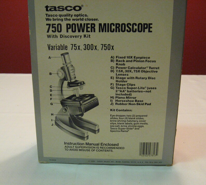 Vintage 1984 Tasco 750 Power Microscope set Variable 75x 300x Etsy
