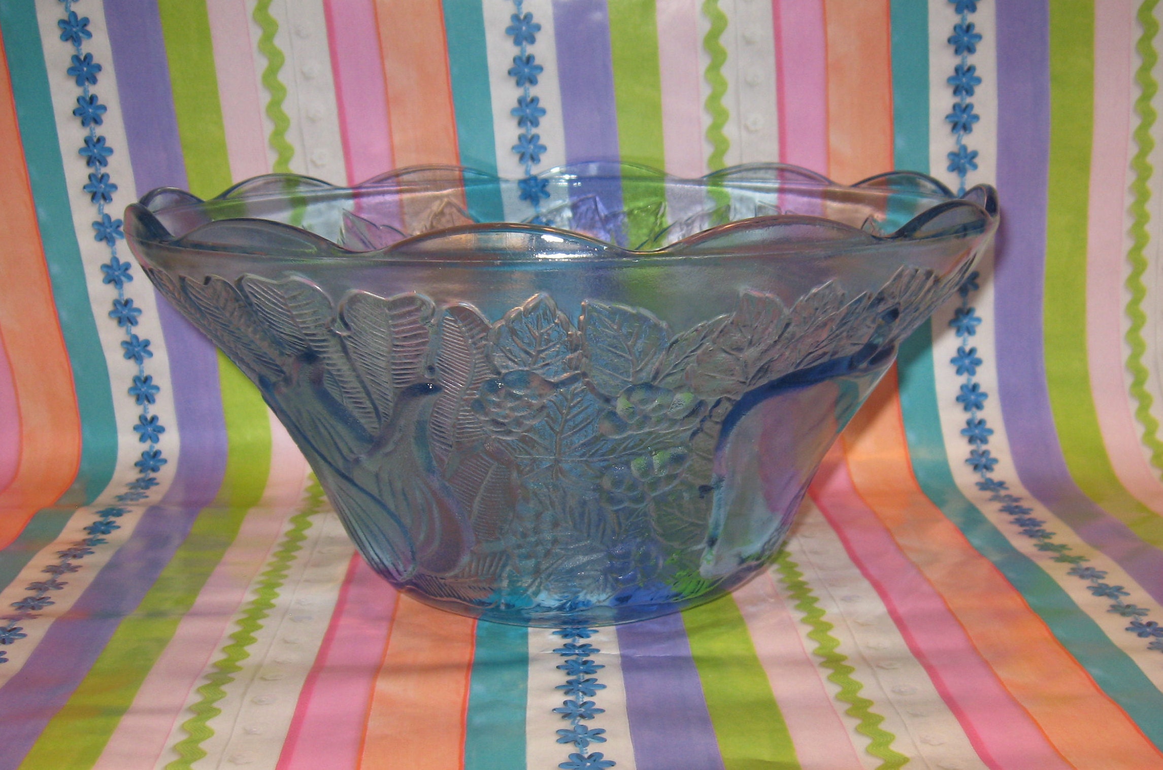 Vintage Blue Punch Bowl Or Eggnog Bowl lovely color 12 Etsy