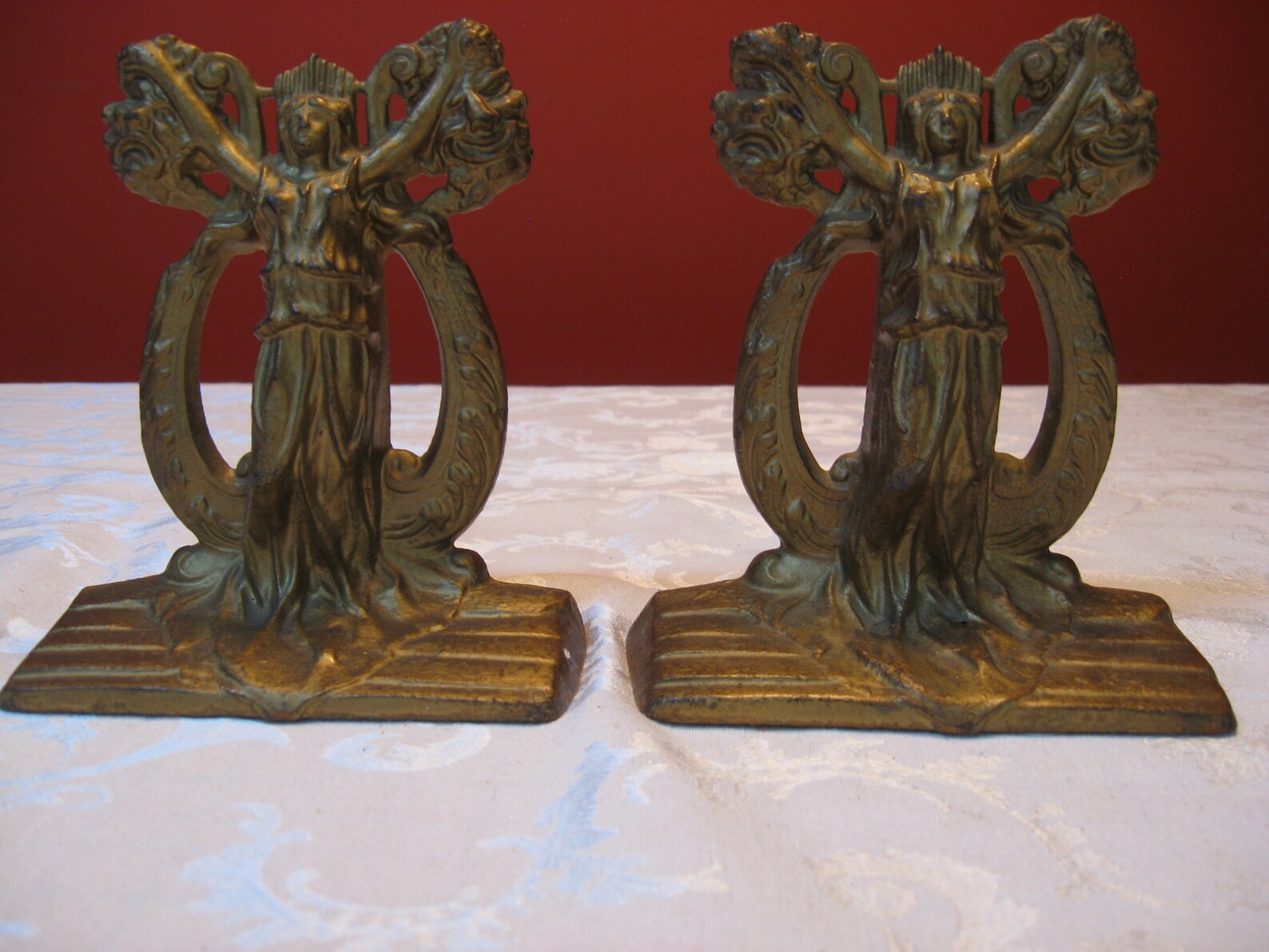 Vintage Brass Angel Bookends or Doorstops Etsy