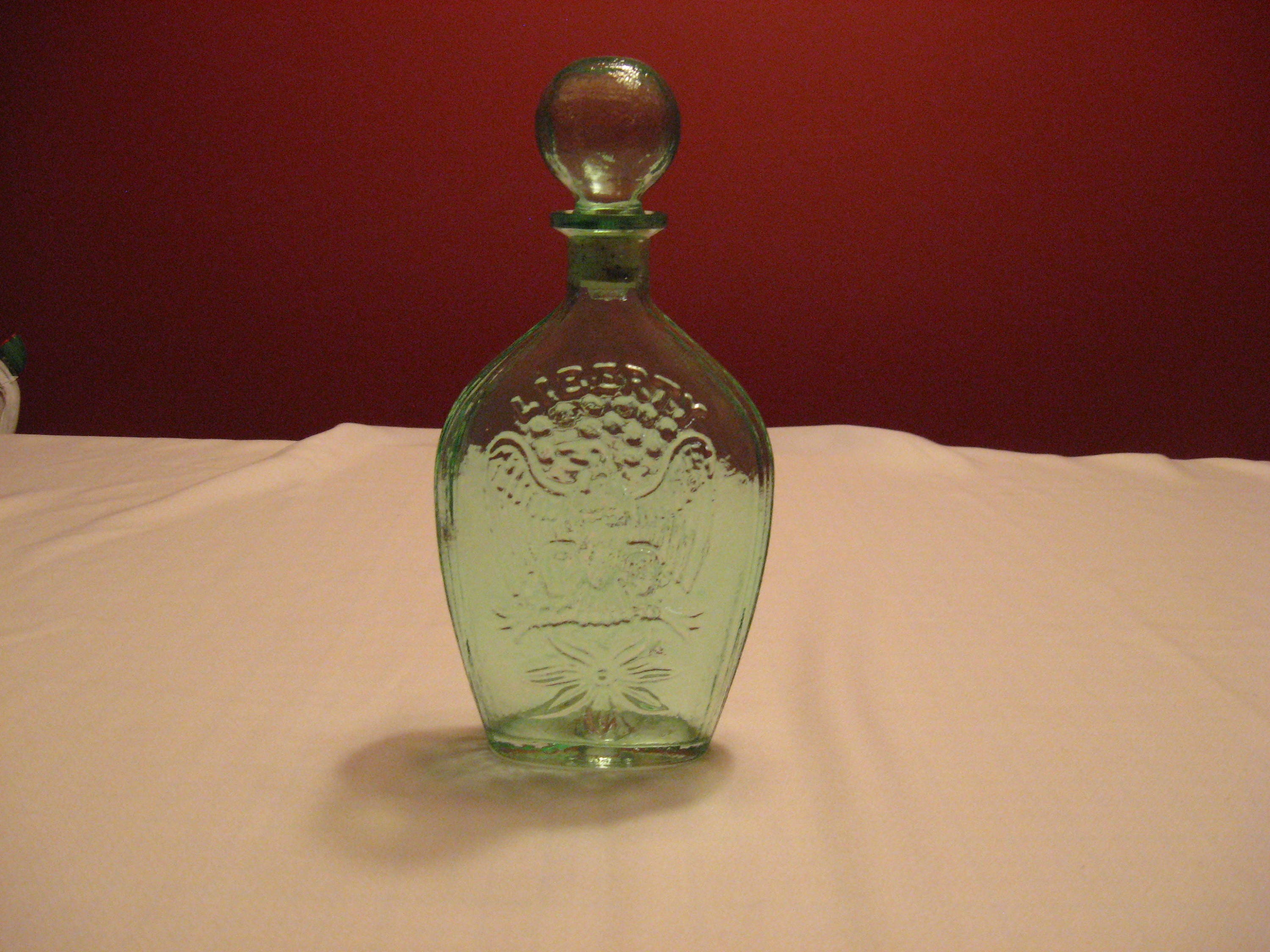 Vintage Green Glass Liberty Bottle Cannon Eagle USA Liquor Etsy