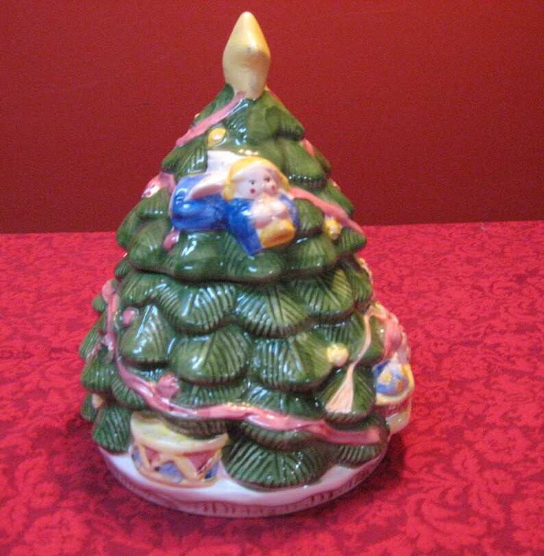 Vintage Christmas Tree Cookie Jar Made by Gibson Etsy