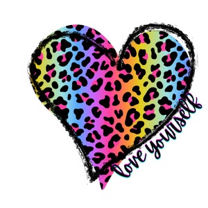 Lisa Frank Inspired Love Yourself PNG Transparent Background