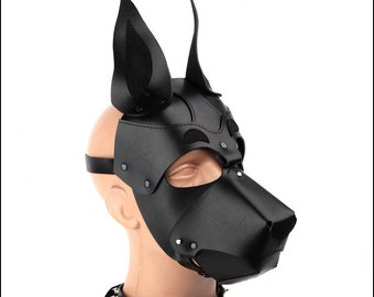Black leather Doberman mask