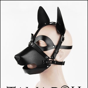 Leather dog mask, puppy mask, petplay mask, pet play hood image 1