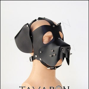 Leather dog mask, leather pup mask, dog hood, pet play hood, puppy mask