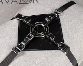 Leather pillow harness, strap on pillow harness, leather strap on harness, strapon harness