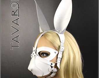 Leather bunny mask, leather rabbit mask