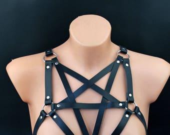 Leather pentagram harness