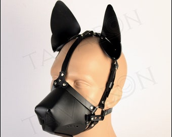 Leather dog mask, puppy mask, petplay mask, pet play hood