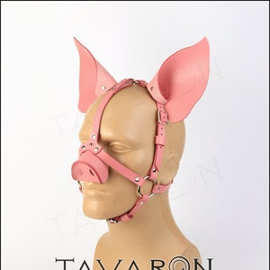 Maschera di maiale in pelle, maschera di maialino, maschera di petplay, cappuccio di petplay