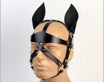 Leather pony mask, leather horse mask, pony play mask, petplay mask