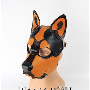 Leather dog mask, pet play hood, puppy mask