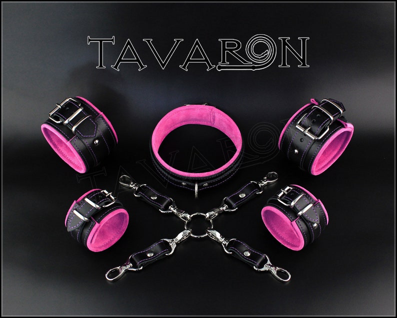 Läderfängelseset, läderbondageset, läder hogtie-set, bdsm-bojor bild 1